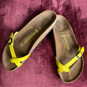 Yellow Birkenstock Sandals, flip flop style